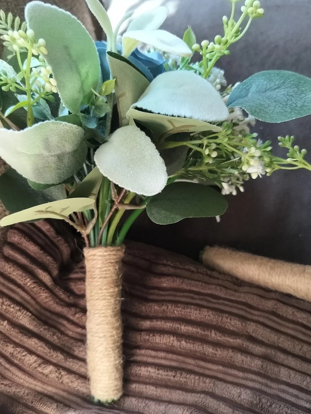 Blue and Cream With Assorted Greens Artificial Rose Arrangement - Home Accents